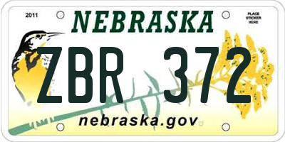 NE license plate ZBR372