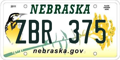 NE license plate ZBR375