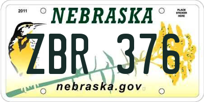 NE license plate ZBR376