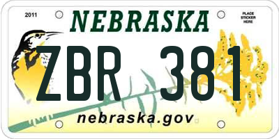 NE license plate ZBR381