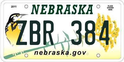 NE license plate ZBR384