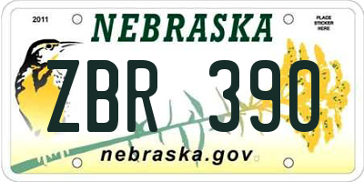 NE license plate ZBR390