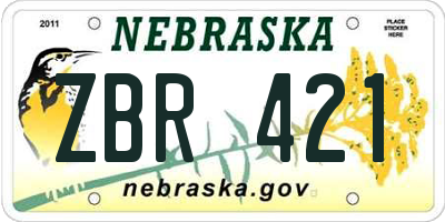 NE license plate ZBR421