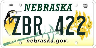 NE license plate ZBR422