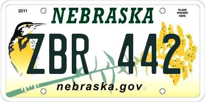 NE license plate ZBR442