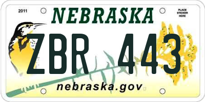 NE license plate ZBR443