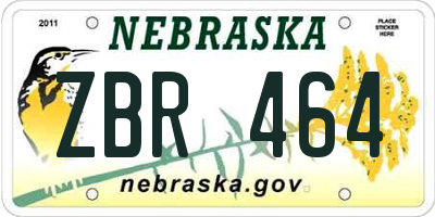NE license plate ZBR464