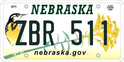 NE license plate ZBR511
