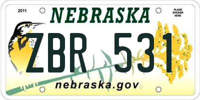 NE license plate ZBR531