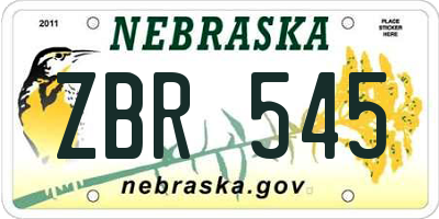 NE license plate ZBR545
