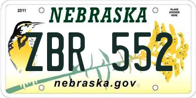NE license plate ZBR552