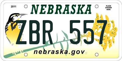 NE license plate ZBR557