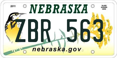 NE license plate ZBR563