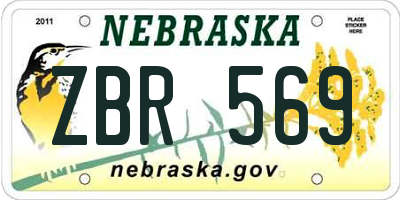 NE license plate ZBR569