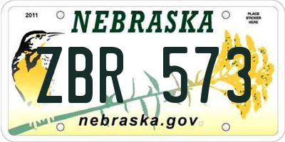 NE license plate ZBR573
