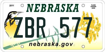 NE license plate ZBR577
