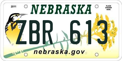 NE license plate ZBR613