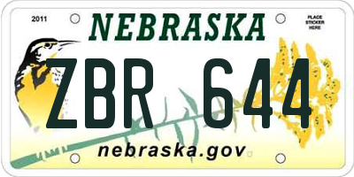 NE license plate ZBR644