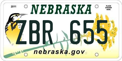 NE license plate ZBR655