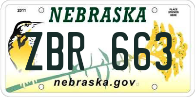 NE license plate ZBR663