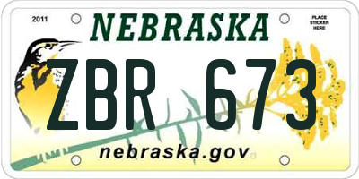 NE license plate ZBR673