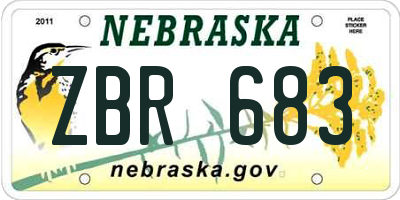 NE license plate ZBR683