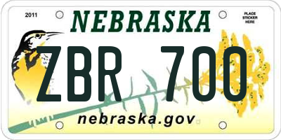 NE license plate ZBR700