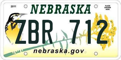 NE license plate ZBR712