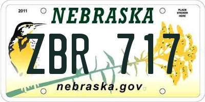 NE license plate ZBR717