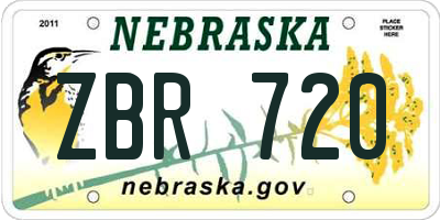 NE license plate ZBR720