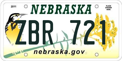 NE license plate ZBR721