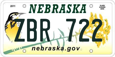 NE license plate ZBR722