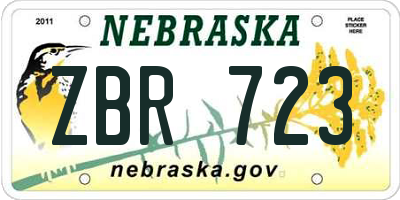 NE license plate ZBR723