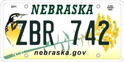 NE license plate ZBR742