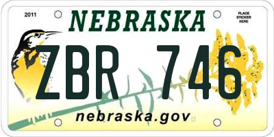 NE license plate ZBR746