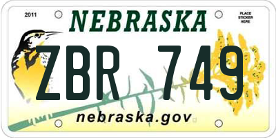 NE license plate ZBR749