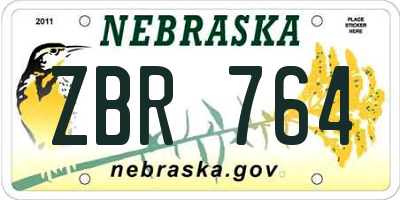 NE license plate ZBR764