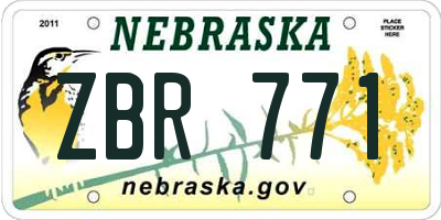 NE license plate ZBR771
