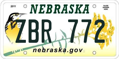NE license plate ZBR772