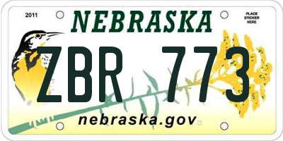 NE license plate ZBR773
