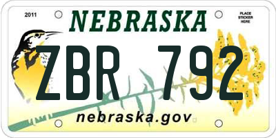 NE license plate ZBR792