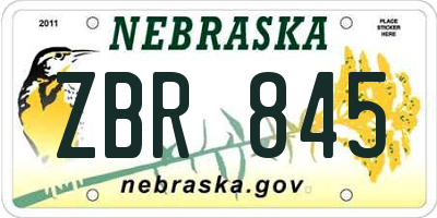 NE license plate ZBR845