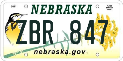 NE license plate ZBR847