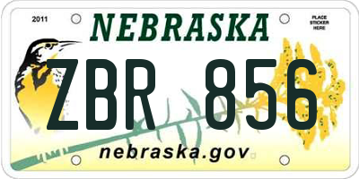 NE license plate ZBR856