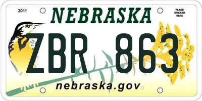 NE license plate ZBR863