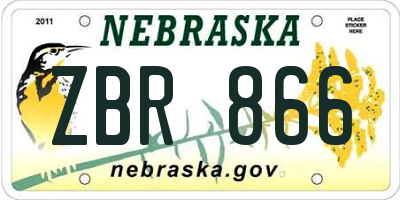 NE license plate ZBR866