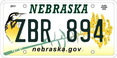 NE license plate ZBR894