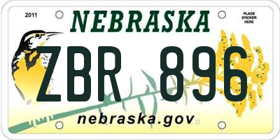NE license plate ZBR896