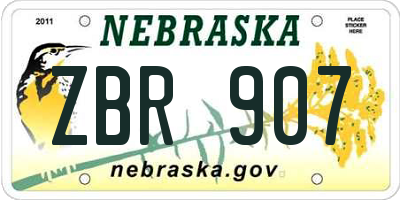 NE license plate ZBR907