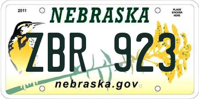 NE license plate ZBR923